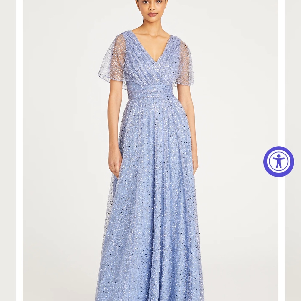 Theia Sabine V-Neck Beaded Gown